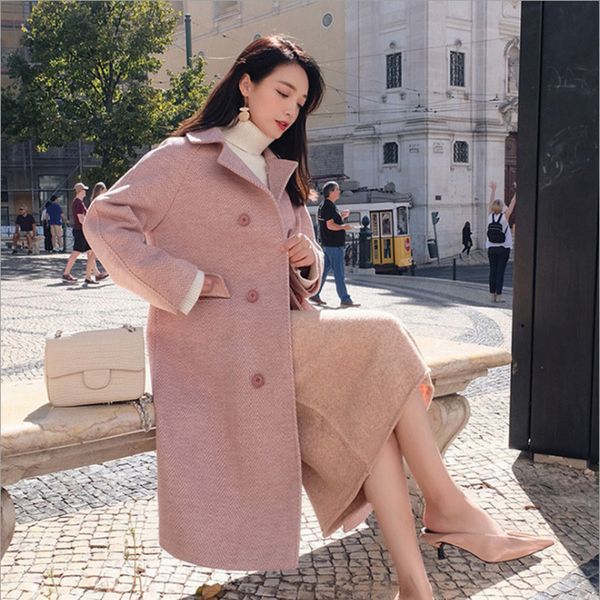 women's wool & blends women woolen coat 2021 winter long loose fashion pink plus cotton jackets herringbone overcoats double button war, Black
women's wool & blends women woolen coat 2021 winter long loose fashion pink plus cotton jackets herringbone overcoats double button war, Black