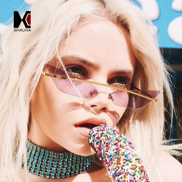 shauna simple women small cat eye sunglasses brand designer fashion rimless red green blue pink mirror glasses men, White;black
shauna simple women small cat eye sunglasses brand designer fashion rimless red green blue pink mirror glasses men, White;black