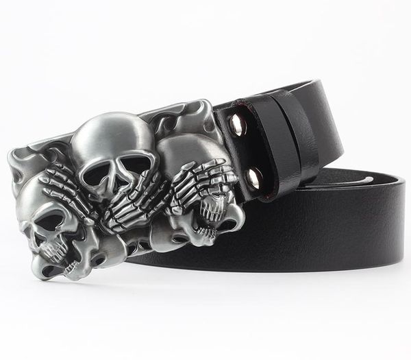 Punk Ghost Head Skull Alloy Head Buckle Belts for Men Male Genuine Leather Belts about Skulls Cowskin Leather Waist Belt Straps
Punk Ghost Head Skull Alloy Head Buckle Belts for Men Male Genuine Leather Belts about Skulls Cowskin Leather Waist Belt Straps
