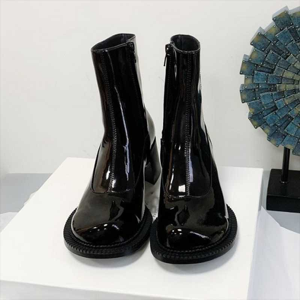 motorcycle boots chunky shoes women thick heel brand boots women genuine leather short fashion designer shoes, Black
motorcycle boots chunky shoes women thick heel brand boots women genuine leather short fashion designer shoes, Black