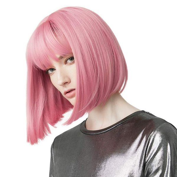 11" short bob wig with bangs synthetic hair for white black women cosplay color: brown with auburn highlights
11" short bob wig with bangs synthetic hair for white black women cosplay color: brown with auburn highlights
