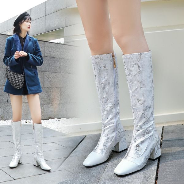 women knee high boots snakeskin riding zip women shoes square high heels boots fashion shoes female party boot maziao, Black
women knee high boots snakeskin riding zip women shoes square high heels boots fashion shoes female party boot maziao, Black