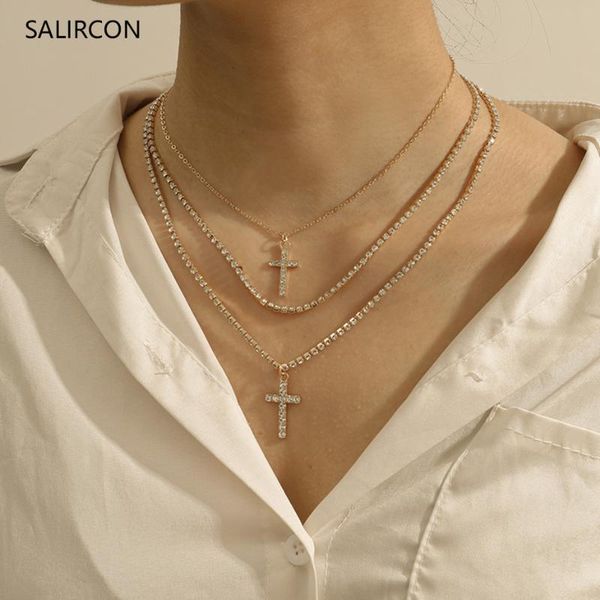 salircon multi layer cross pendant crystal choker necklace for women fashion shiny tennis chain rhinestone necklace boho jewelry, Silver
salircon multi layer cross pendant crystal choker necklace for women fashion shiny tennis chain rhinestone necklace boho jewelry, Silver