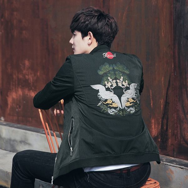 2020 autumn jacketnew youth pine crane embroidered jacket men's korean slim fit student chinese style jacket rkyta, Blue
2020 autumn jacketnew youth pine crane embroidered jacket men's korean slim fit student chinese style jacket rkyta, Blue
