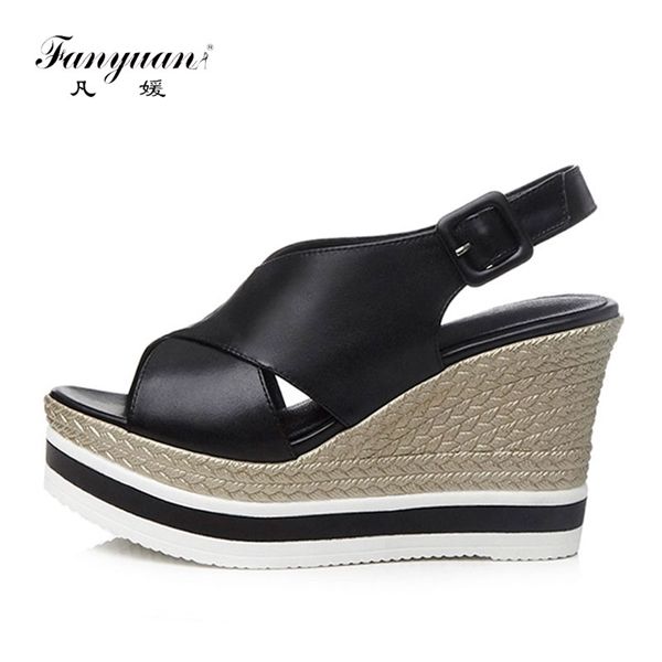 fanyuan genuine leather shoes women sandals summer platform sandals platform wedges gladiator sandals high heel ladies shoes 0922, Black
fanyuan genuine leather shoes women sandals summer platform sandals platform wedges gladiator sandals high heel ladies shoes 0922, Black