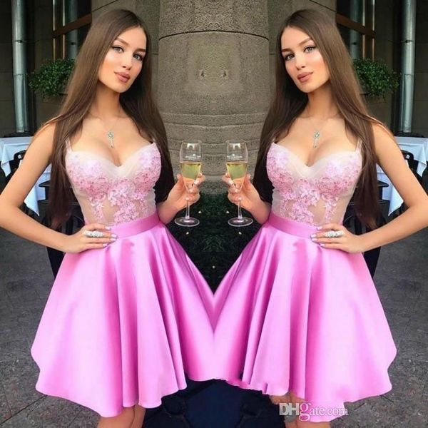 2020 pink sweetheart neck mini short homecoming dresses lace zipper back sweet 16 graduation dresses knee length party cocktail dresses, Black
2020 pink sweetheart neck mini short homecoming dresses lace zipper back sweet 16 graduation dresses knee length party cocktail dresses, Black