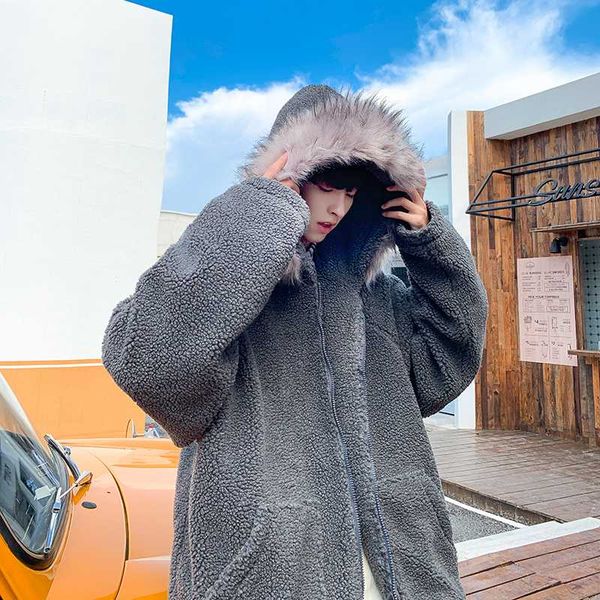2020 autumn and winter new korean version of the personality couple solid color loose casual hooded fur collar thick cotton coat, Black
2020 autumn and winter new korean version of the personality couple solid color loose casual hooded fur collar thick cotton coat, Black