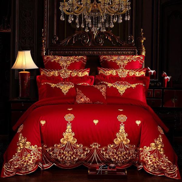 j1 gold rose embroidery european wedding red bedding set 100% cotton duvet cover bed sheet/linen bedspread pillowcase
j1 gold rose embroidery european wedding red bedding set 100% cotton duvet cover bed sheet/linen bedspread pillowcase