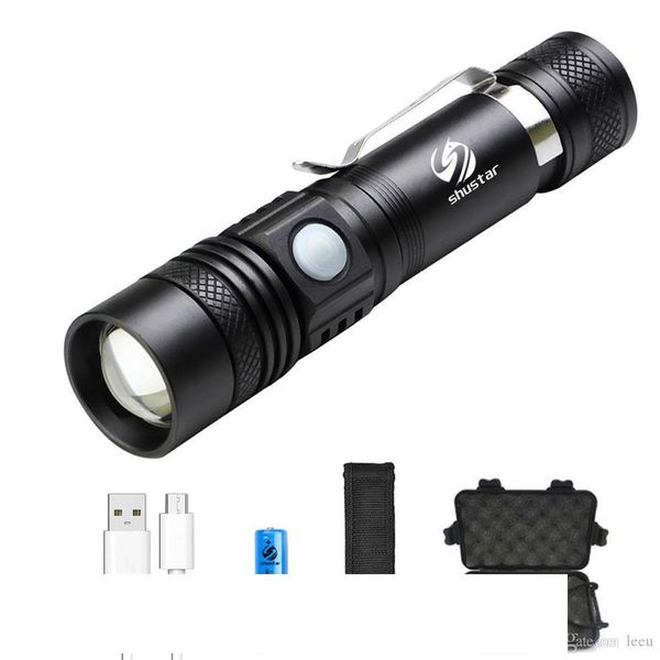 Usb Rechargeable Led Flashlight T6 High Lumens Led Torch Ultra Bright Waterproof Flashlight With 18650 Battery