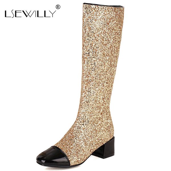 lsewilly 2020 fashion bling women knee high boots thick heel zipper women long boots ladies winter black silver gold
lsewilly 2020 fashion bling women knee high boots thick heel zipper women long boots ladies winter black silver gold