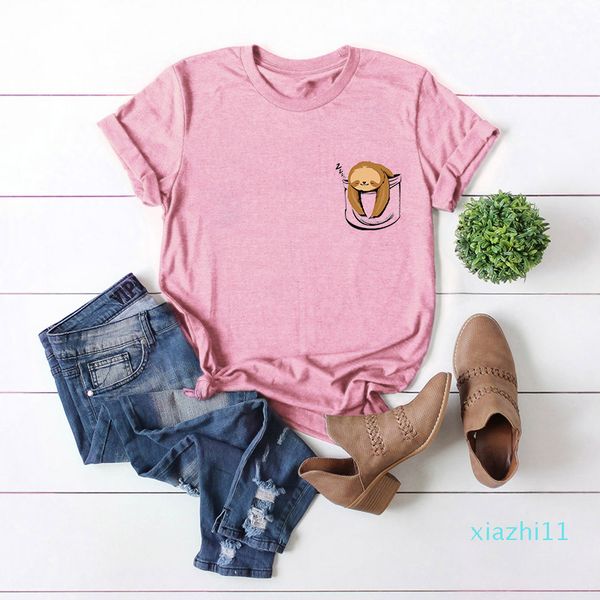 fashion women's t-shirt summer design new cute pocket sloth large size cotton short sleeve women's t-shirt size s-5xl, White
fashion women's t-shirt summer design new cute pocket sloth large size cotton short sleeve women's t-shirt size s-5xl, White