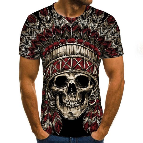 skull punk printed 3d print shirts humor kawaii aesthetic men clothing