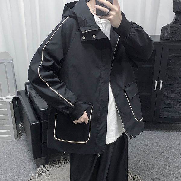 men's jackets 2021 spring and autumn youth loose hooded personalized luminous jacket fashion casual black/khaki, Black;brown
men's jackets 2021 spring and autumn youth loose hooded personalized luminous jacket fashion casual black/khaki, Black;brown