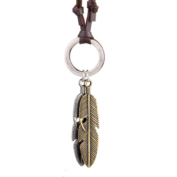 niuyitid women leather necklace & pendants vintage feather leaf alloy neckless long adjustable brown rope chain jewelry man male, Silver
niuyitid women leather necklace & pendants vintage feather leaf alloy neckless long adjustable brown rope chain jewelry man male, Silver
