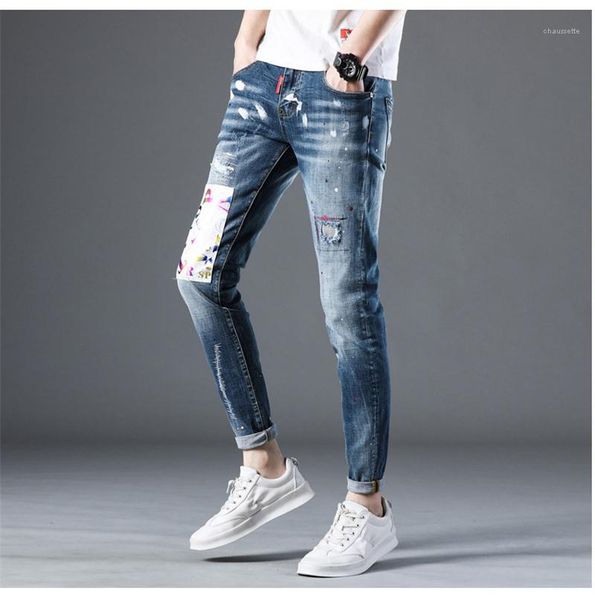 washed jeans splashing ink patch ripped male pencil pants distrressed fashion boys trousers spring mens hole, Blue
washed jeans splashing ink patch ripped male pencil pants distrressed fashion boys trousers spring mens hole, Blue