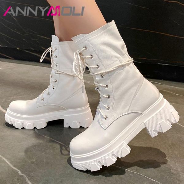 annymoli motorcycle boots women shoes genuine leather platform high heel boots lace up block heels mid calf autumn winter, Black
annymoli motorcycle boots women shoes genuine leather platform high heel boots lace up block heels mid calf autumn winter, Black