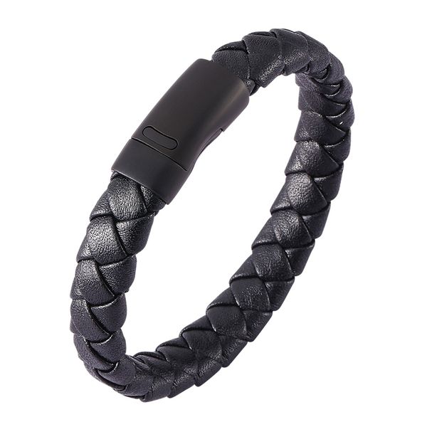 retro men jewelry black braided leather bracelet male fashion stainless steel magnetic clasp charm leather wristband gift sp0500, Golden;silver
retro men jewelry black braided leather bracelet male fashion stainless steel magnetic clasp charm leather wristband gift sp0500, Golden;silver