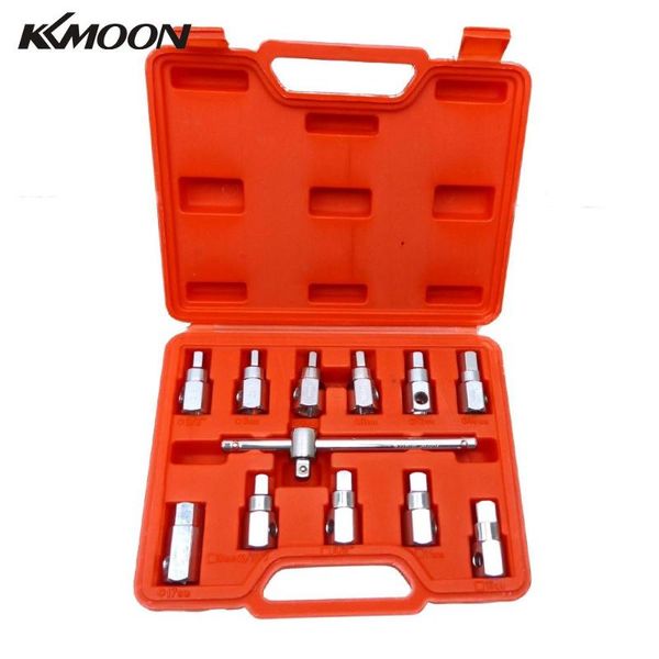 12pcs professional oil drain plug key set 3/8'' drive t-bar square&hexagon key drives