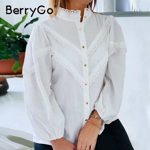 berrygo comfortable soild white feminine blouse casual cotton lace female shirt spring autumn loose stand collar blouse 2020
berrygo comfortable soild white feminine blouse casual cotton lace female shirt spring autumn loose stand collar blouse 2020