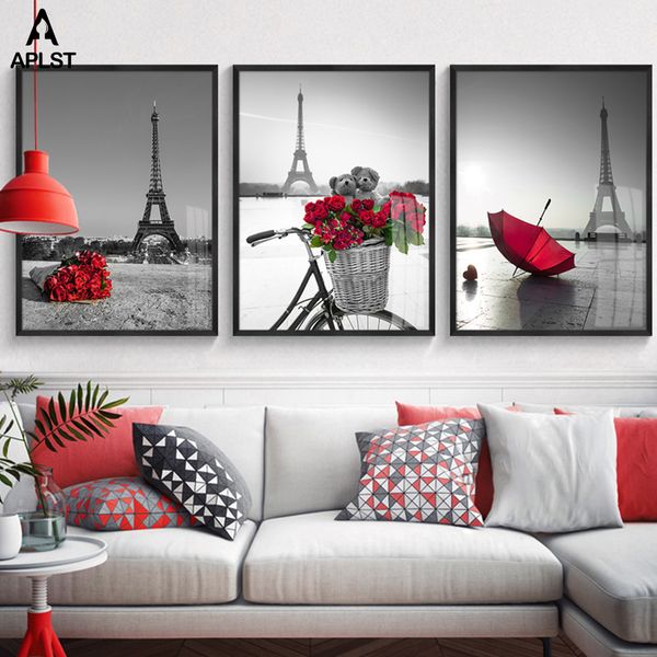 romantic paris prints & posters on canvas tower red flower umbrella black and white painting picture home decor for living room
romantic paris prints & posters on canvas tower red flower umbrella black and white painting picture home decor for living room