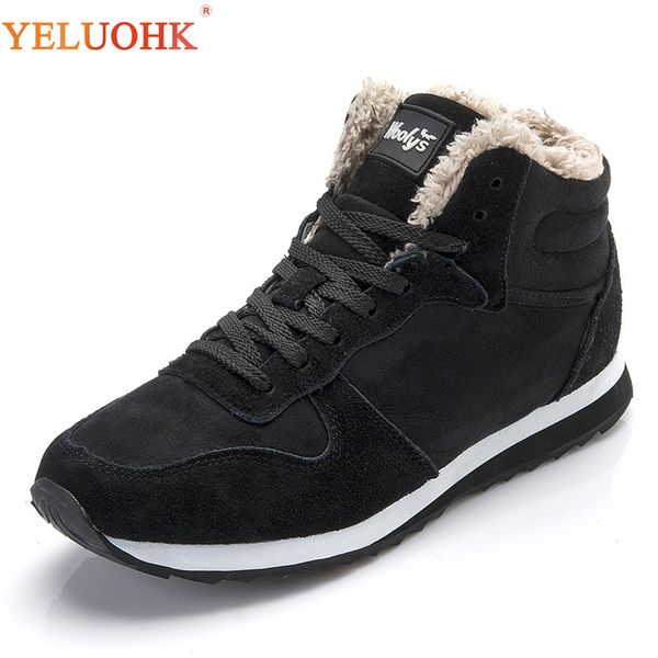 38-48 men boots plus size winter shoes men plush warm winter boots black blue