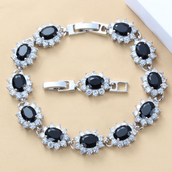 new occident style jewelry black cubic zirconia white crystal silver color link chain bracelet for women costume
new occident style jewelry black cubic zirconia white crystal silver color link chain bracelet for women costume