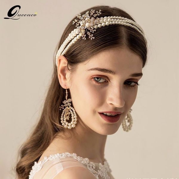 vintage pearl tiara with earrings retro bridal hairbands rhinestone floral wedding hair accessories gold color headband, White;golden
vintage pearl tiara with earrings retro bridal hairbands rhinestone floral wedding hair accessories gold color headband, White;golden