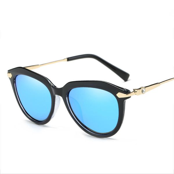 1pcs diamond frame mirrors uv400 reflective lens sunglasses for women, White;black