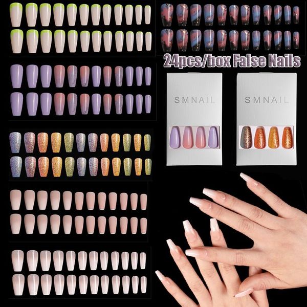 24pcs/box french gradient long coffin ballerina fake nails full cover false nails manicure nail art tips, Red;gold
24pcs/box french gradient long coffin ballerina fake nails full cover false nails manicure nail art tips, Red;gold