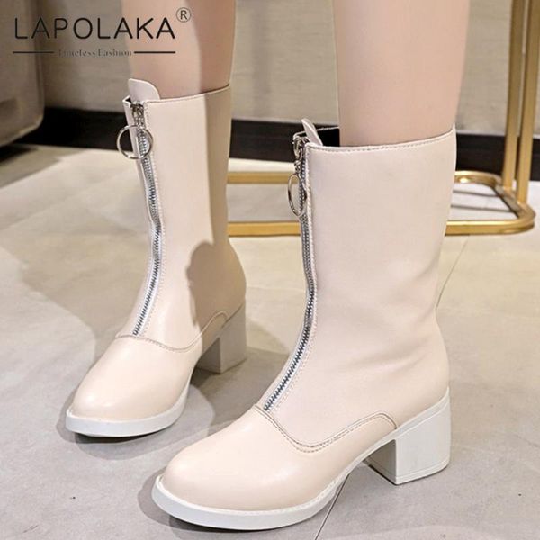boots lapolaka 2021 fashion chunky heels elegant mid calf woman shoes zip up platform concise spring autumn lady, Black
boots lapolaka 2021 fashion chunky heels elegant mid calf woman shoes zip up platform concise spring autumn lady, Black