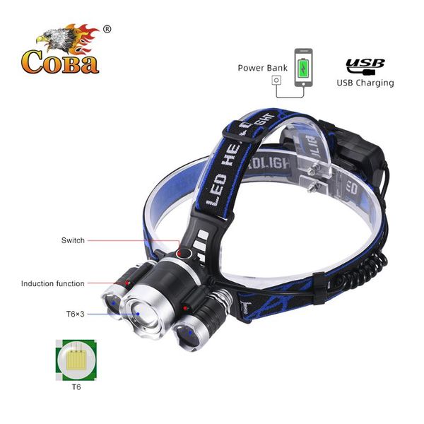 coba t6 led induction headlamp 3000lm waterproof power bank usb rechargeable head light 18650 battery 4 modes fishing light
coba t6 led induction headlamp 3000lm waterproof power bank usb rechargeable head light 18650 battery 4 modes fishing light