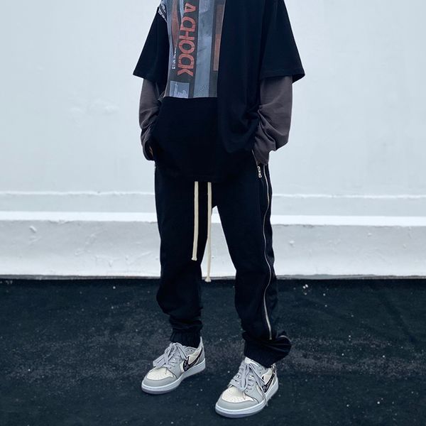 2020 guochao original design side zipper loose leg sweatpants ins tide brand couple casual hip-hop trousers, Black
2020 guochao original design side zipper loose leg sweatpants ins tide brand couple casual hip-hop trousers, Black