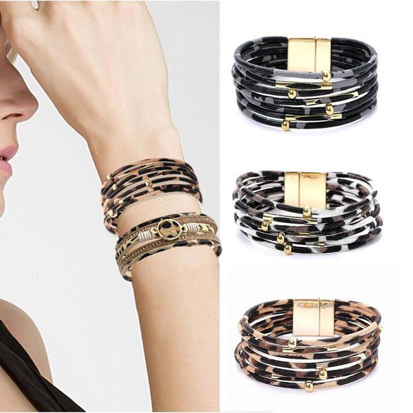 fashion 1pcs handmade pu leather magnet buckle bracelet for women leopard bracelets & bangles multilayer wrap wide bracelets, Black
fashion 1pcs handmade pu leather magnet buckle bracelet for women leopard bracelets & bangles multilayer wrap wide bracelets, Black