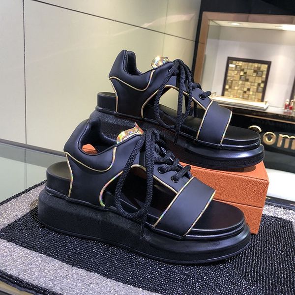 2020 fashion trend leather sandals summer new lace up platform flat british thick-soled sandal casual beach roman designer shoes, Black
2020 fashion trend leather sandals summer new lace up platform flat british thick-soled sandal casual beach roman designer shoes, Black
