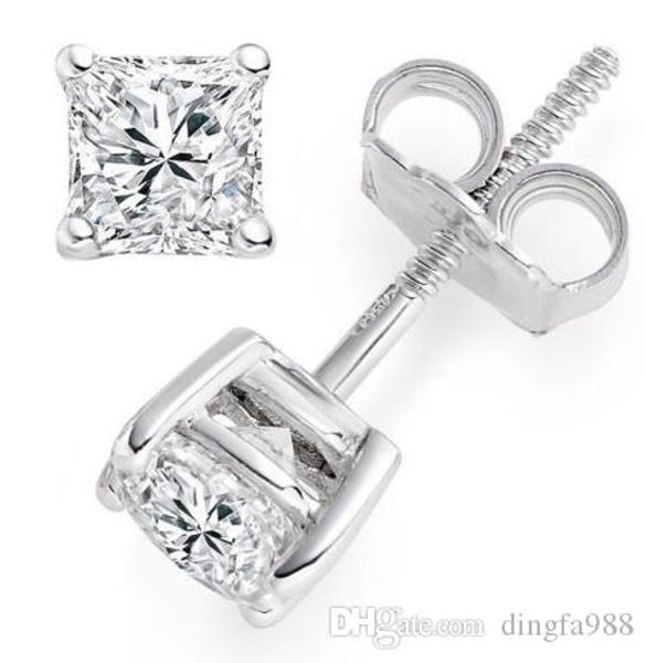 1 ct princess cut solitaire stud earrings solid 14k real white gold screw back, Golden;silver
1 ct princess cut solitaire stud earrings solid 14k real white gold screw back, Golden;silver