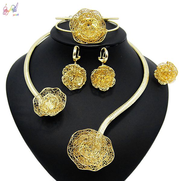 yulaili exquisite dubai gold jewelry sets for women charm necklace earrings bracelet ring fashion jewellery wholesale, Black
yulaili exquisite dubai gold jewelry sets for women charm necklace earrings bracelet ring fashion jewellery wholesale, Black