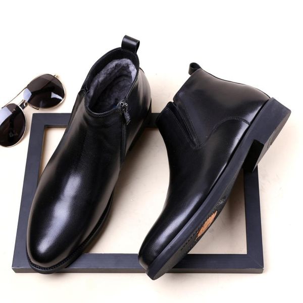 ankle men leather boots men genuine leather cotton-padded shoes pointed toe cow full grain split rubber, Black
ankle men leather boots men genuine leather cotton-padded shoes pointed toe cow full grain split rubber, Black
