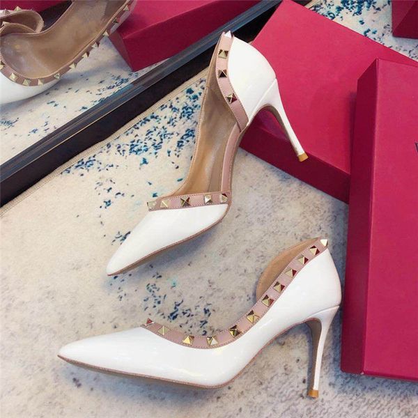 luxury shoes women designers pointed toe high heels pumps slip on rivet shallow stiletto thin heel sandals women shoes l06, Black
luxury shoes women designers pointed toe high heels pumps slip on rivet shallow stiletto thin heel sandals women shoes l06, Black