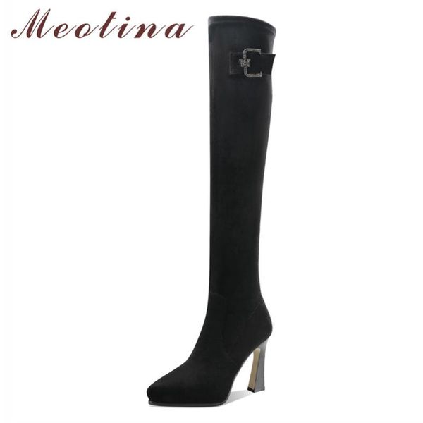 meotina winter over the knee boots women kid suede buckle block heel thigh high boots stretch extreme high heel shoes lady 33-43, Black
meotina winter over the knee boots women kid suede buckle block heel thigh high boots stretch extreme high heel shoes lady 33-43, Black