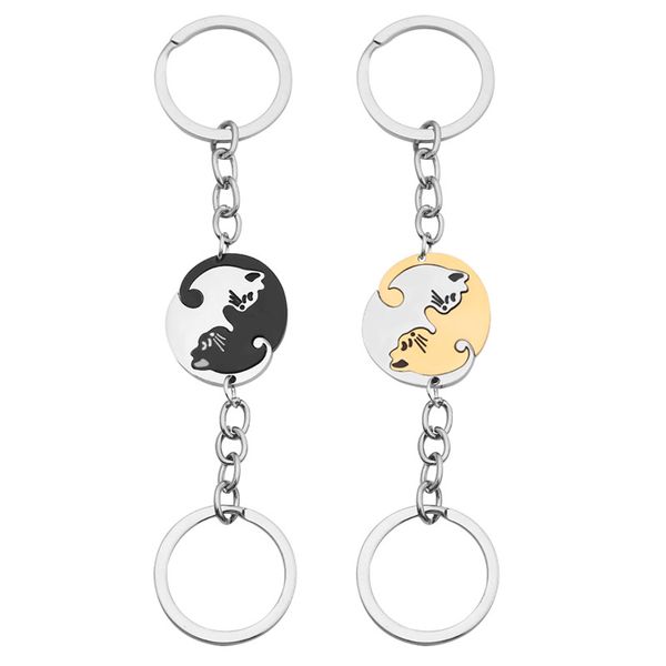 2 style cute cat keychains animal separable spliced couples lovers metal key chain pendant keyring for car key holder, Silver
2 style cute cat keychains animal separable spliced couples lovers metal key chain pendant keyring for car key holder, Silver