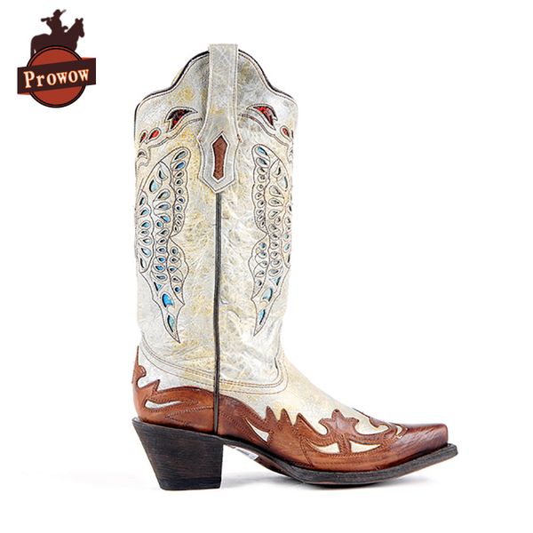 prowow women western cowboy boots genuine leather handmade fretwork butterfly high heels patchwork corral mid calf ladies boots, Black
prowow women western cowboy boots genuine leather handmade fretwork butterfly high heels patchwork corral mid calf ladies boots, Black