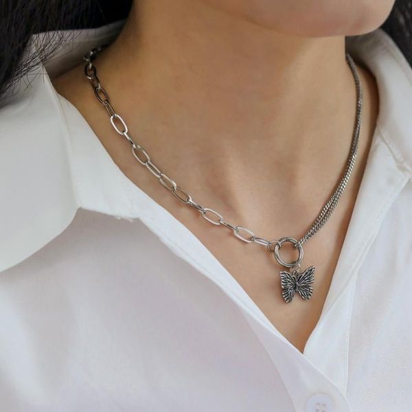 fashion punk hip hop butterfly choker necklace lock chain necklace padlock pendant women adjustable gothic bijoux style, Silver
fashion punk hip hop butterfly choker necklace lock chain necklace padlock pendant women adjustable gothic bijoux style, Silver