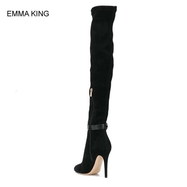 emma king ankle buckle crystal decoration side zipper over the knee women boots winter warm shoes pointed toe modern mujer shoes, Black
emma king ankle buckle crystal decoration side zipper over the knee women boots winter warm shoes pointed toe modern mujer shoes, Black