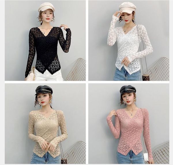 design style women's autumn winter undershirt web celebrity same style luxury high collar temperament lace micro through long sleeve, White
design style women's autumn winter undershirt web celebrity same style luxury high collar temperament lace micro through long sleeve, White
