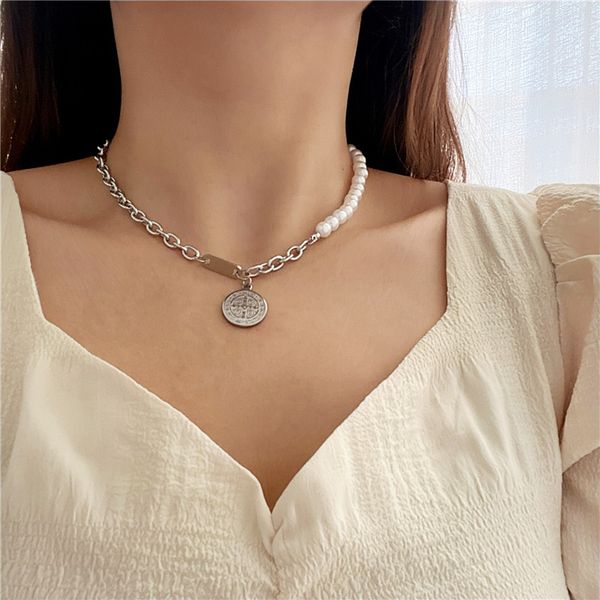 gothic baroque pearl coin pendant choker necklace for women wedding punk bead lariat stainless steel chain necklace jewelry gift, Silver
gothic baroque pearl coin pendant choker necklace for women wedding punk bead lariat stainless steel chain necklace jewelry gift, Silver