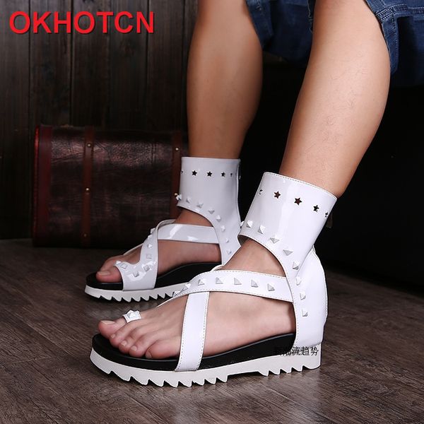 white clip toe men patent leather sandals summer breathable fashion high shoes personality rivet heel increased sandal boots, Black
white clip toe men patent leather sandals summer breathable fashion high shoes personality rivet heel increased sandal boots, Black