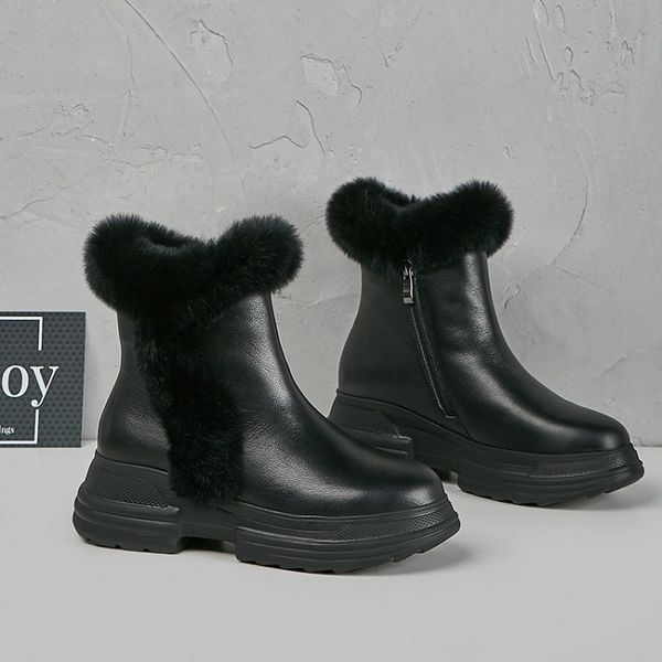 mljuese 2020 women ankle boots cow leather winter wool blend round toe zippers platform female snow boots party dress, Black
mljuese 2020 women ankle boots cow leather winter wool blend round toe zippers platform female snow boots party dress, Black