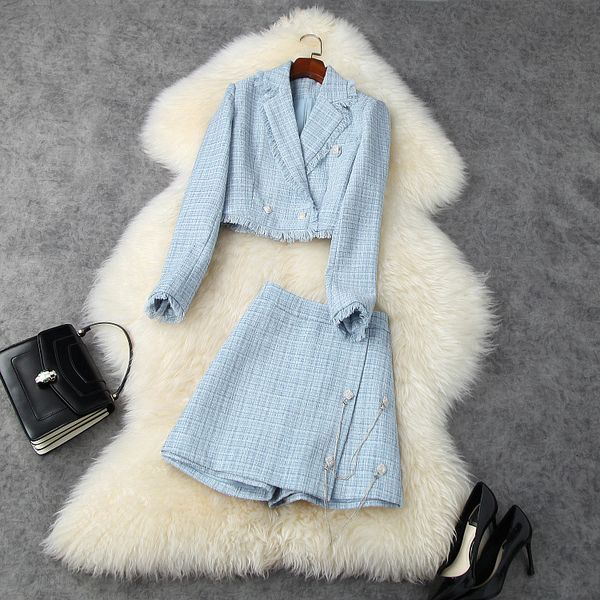 european and american women's wear 2020 winter new style long - sleeved crystal button tweed coat shorts fashion suits, White
european and american women's wear 2020 winter new style long - sleeved crystal button tweed coat shorts fashion suits, White