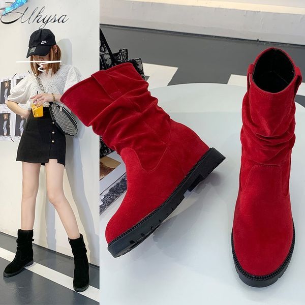 2020 new winter women's boots fashion put-on mid-calf boots comfortable square-heel platform low heel women's suede w07, Black
2020 new winter women's boots fashion put-on mid-calf boots comfortable square-heel platform low heel women's suede w07, Black