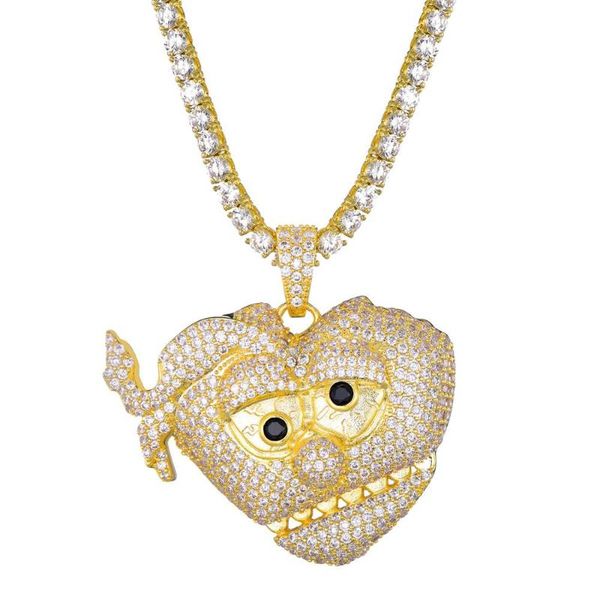 hip hop gold pendant & full iced out necklace with long chain men necklace jewelry, Silver 
hip hop gold pendant & full iced out necklace with long chain men necklace jewelry, Silver